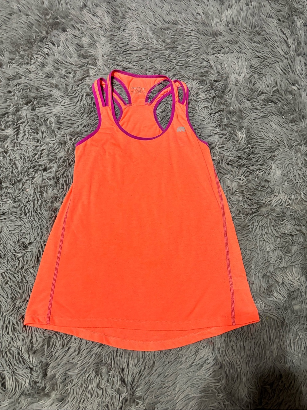 Marika Neon Orange Racerback Tank with Pink Trim